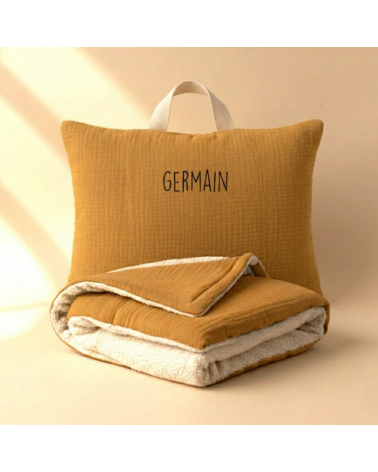 Kit sieste école maternelle - coussin 25x35 cm et couverture