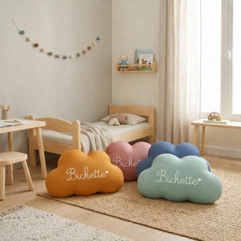 Coussin nuage personnalisé en double gaze