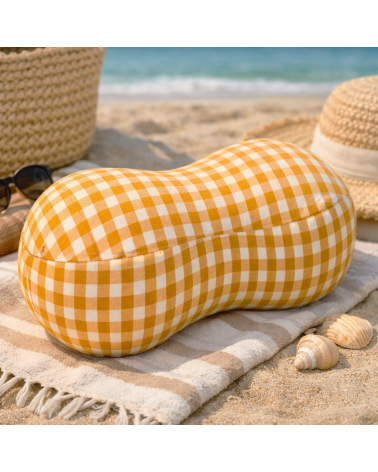 coussin de plage vichy ocre