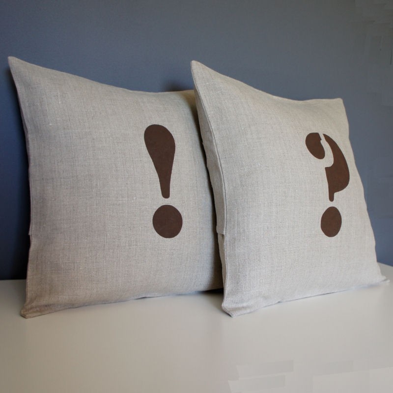 housse  coussin lin point exclamation 40x40 cm