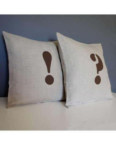 housse  coussin lin point exclamation 40x40 cm