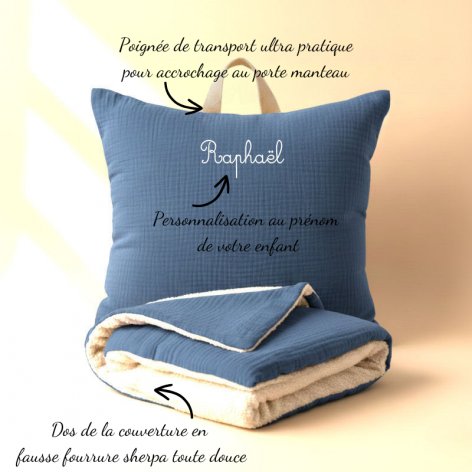 kit sieste maternelle coussin et couverture