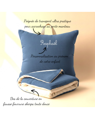 kit sieste maternelle coussin et couverture