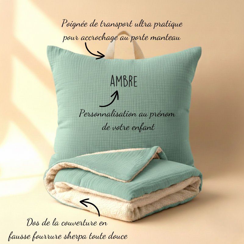 kit sieste école maternelle coussin et couverture