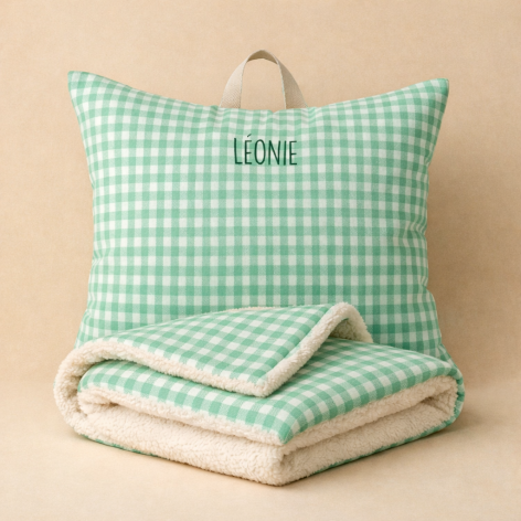 kit sieste école maternelle vichy vert menthe