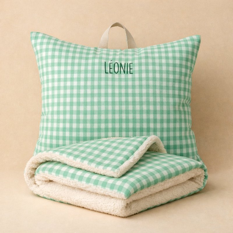 kit sieste école maternelle vichy vert menthe