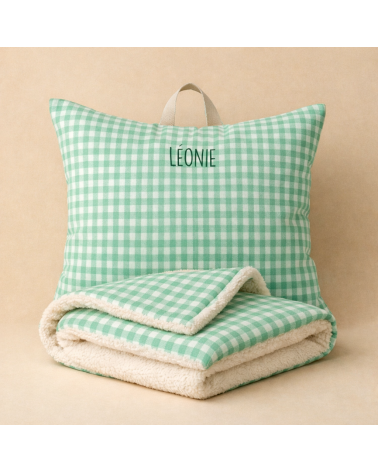 kit sieste école maternelle vichy vert menthe