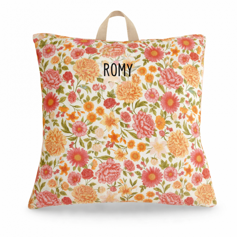 coussin sieste maternelle personnalisé fleurs
