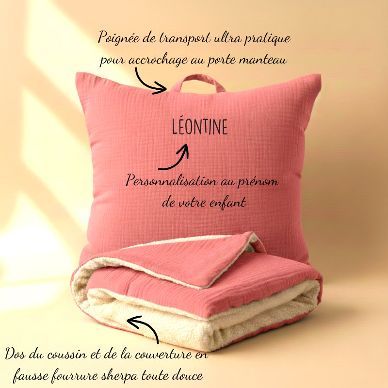 kit sieste maternelle coussin et couverture