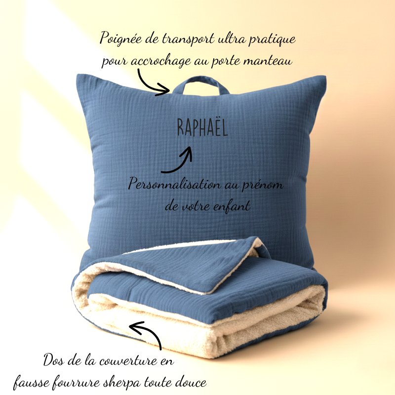 kit sieste maternelle coussin et couverture