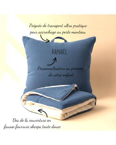 kit sieste maternelle coussin et couverture