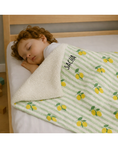 couverture enfant maternelle, couverture sieste personnalisée - citrons