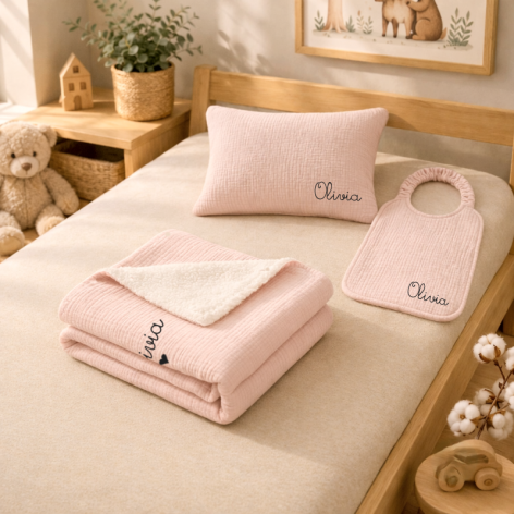 kit école maternelle couverture bavoir coussin
