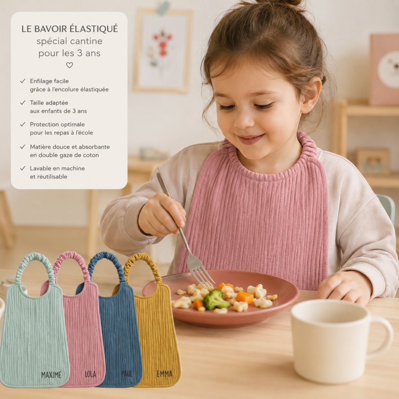 bavoir élastique maternelle personnalisé