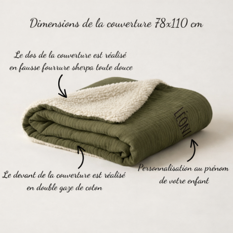 couverture sieste école maternelle vert kaki