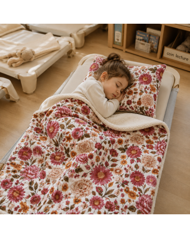 couverture enfant maternelle, couverture sieste personnalisée - fleurs
