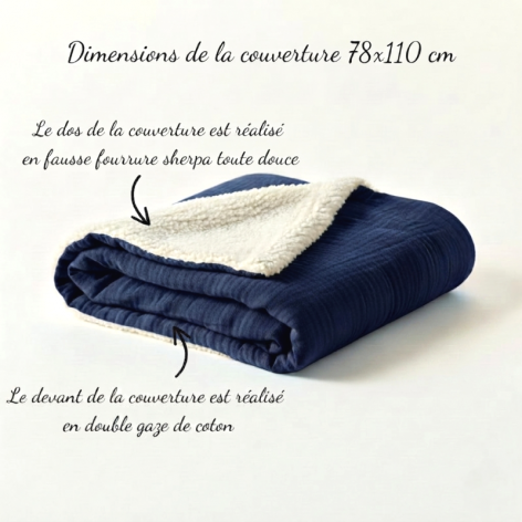 couverture sieste école maternelle bleu marine
