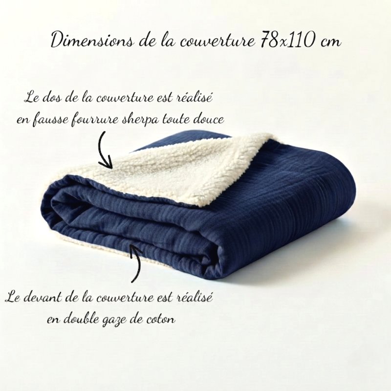 couverture sieste école maternelle bleu marine