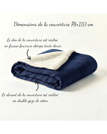 couverture sieste école maternelle bleu marine