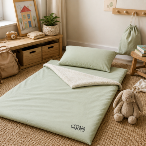 Couverture maternelle personnalisée vert tilleul