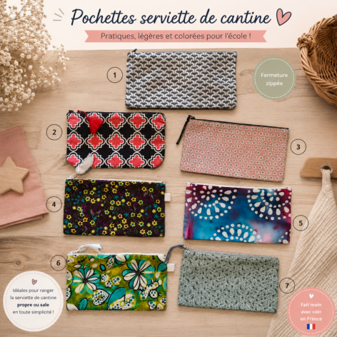 pochette de rangement pour serviette de cantine