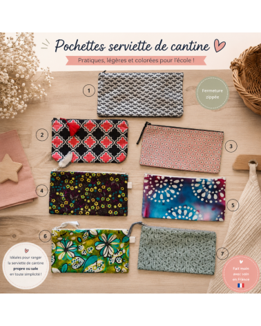pochette de rangement pour serviette de cantine