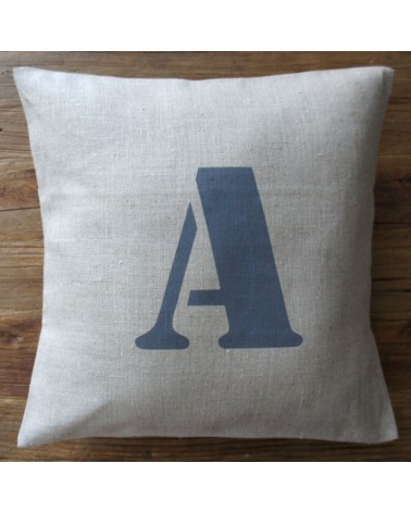 housse coussin lin lettre 40x40 cm