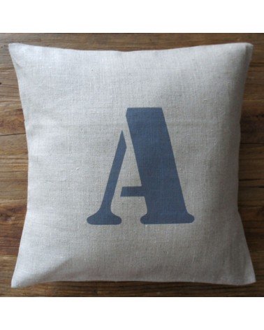 housse coussin lin lettre 40x40 cm