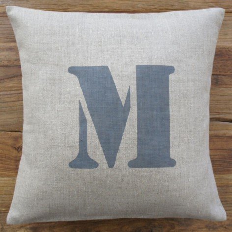 housse coussin lin lettre 40x40 cm