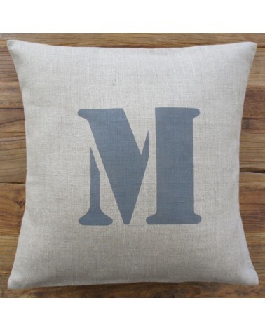 housse coussin lin lettre 40x40 cm
