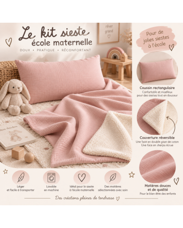 kit sieste école maternelle couverture coussin