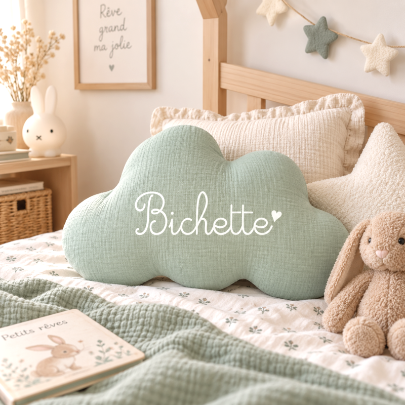 coussin nuage personnalisé en double gaze