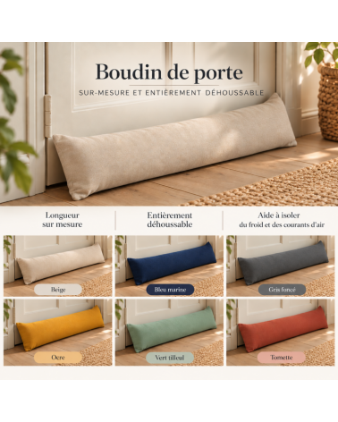 Boudin de porte sur-mesure déhoussable de 30 à 400 cm