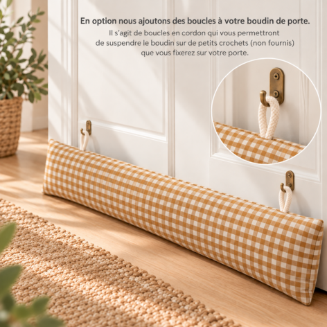 boudin de porte sur mesure déhoussable vichy ocre
