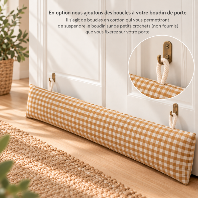 boudin de porte sur mesure déhoussable vichy ocre
