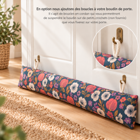 boudin de porte sur mesure déhoussable fleuri