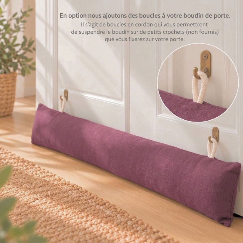 boudin de porte sur mesure déhoussable prune
