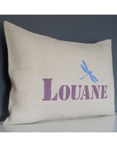 coussin personnalisé libellule naissance fille