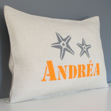 coussin personnalisé prénom étoiles de mer