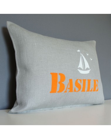 coussin personnalisé bébé, prénom, bateau