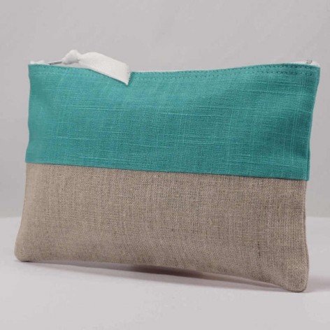 pochette femme lin bicolore menthe