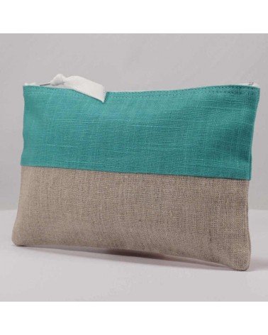 pochette femme lin bicolore menthe