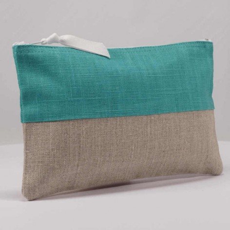 pochette femme lin bicolore menthe
