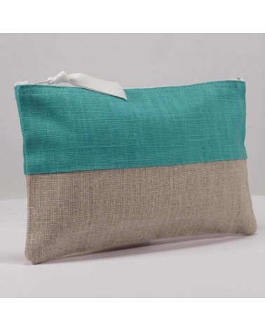 pochette femme lin bicolore menthe