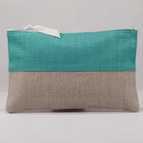 pochette femme lin bicolore menthe