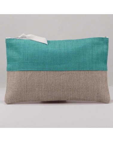 pochette femme lin bicolore menthe