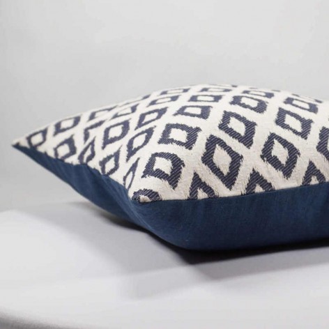 coussin décoratif design graphique 40x40 cm jacquard bleu