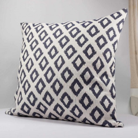 coussin décoratif design graphique 40x40 cm jacquard bleu