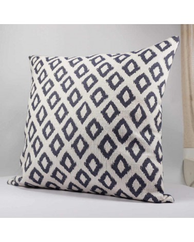 coussin décoratif design graphique 40x40 cm jacquard bleu