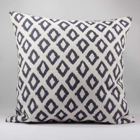 coussin décoratif design graphique 40x40 cm jacquard bleu